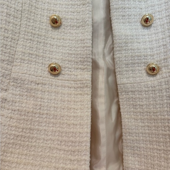 K1. Zara Cream Textured Weave Double Breasted Button Blazer - Picture 5 of 9